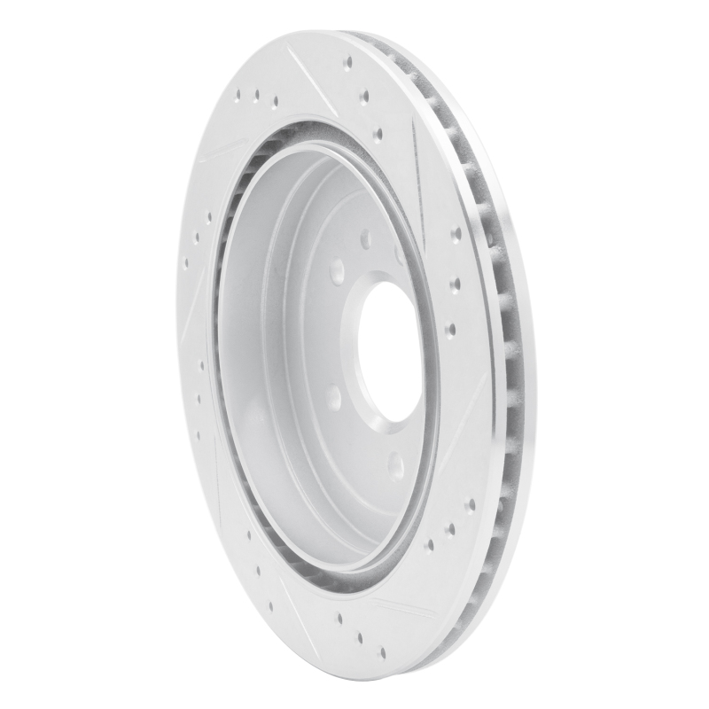 Cadillac ATS Brake Rotor (1) - Rear Left - R1 Concepts - Drilled & Slotted - Silver - `13-`19